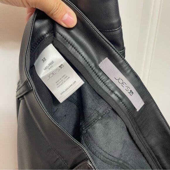 New Joe's Mid Rise Black Faux Leather Cropped Bootcut Jeans Size 32 - Picture 9 of 10